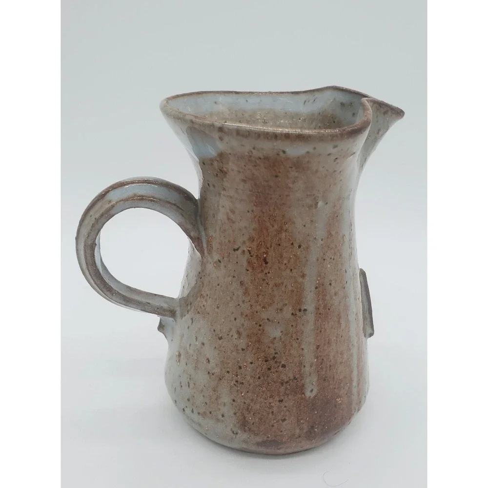 Vintage Studio Art‎ Pottery Stoneware Mini Pitcher Creamer Blue Drip Glaze